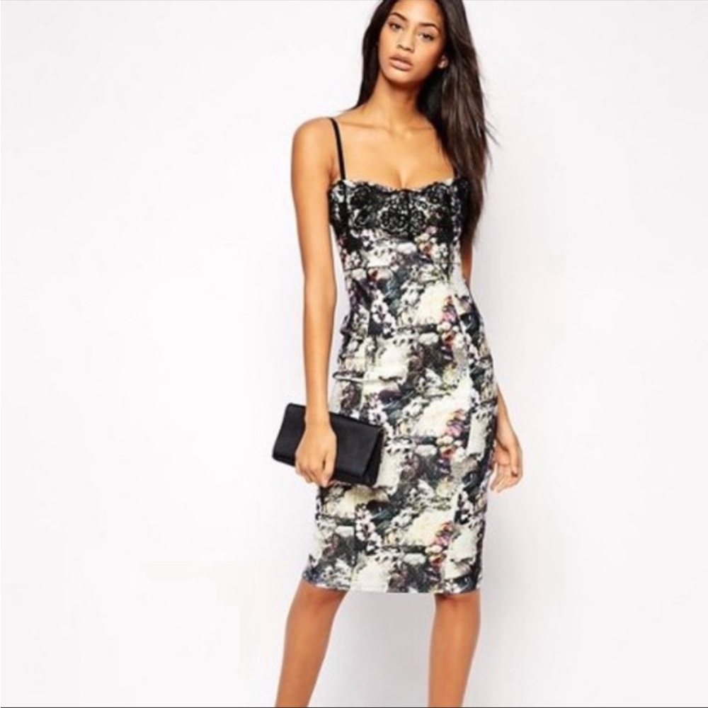 Lipsy London Floral Lace Bodycon Dress